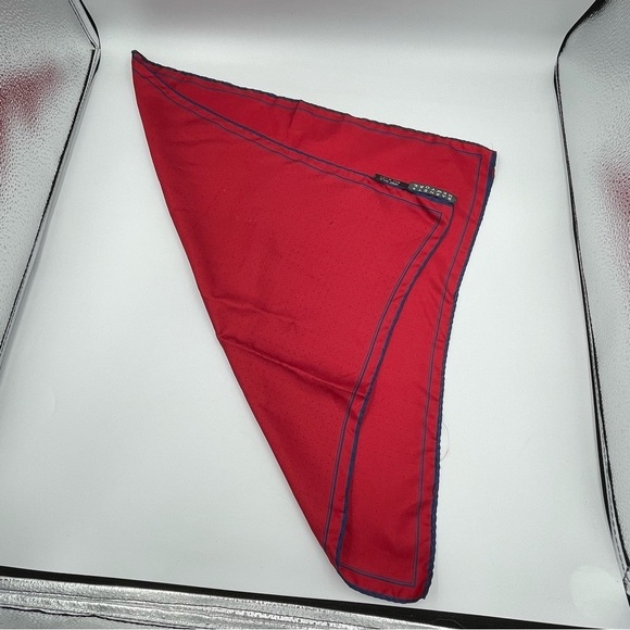 Barney’s New York Silk Pocket Square Red Handkerchief Polka Dots Vintage - Picture 6 of 6